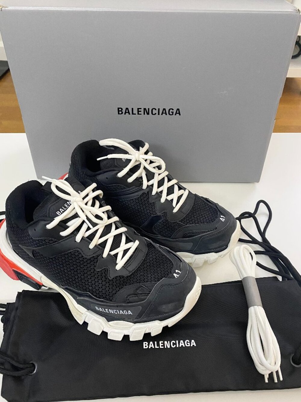 Authentic Brand New Balenciaga Track 3 Sneakers in Black/White/Tomato Red